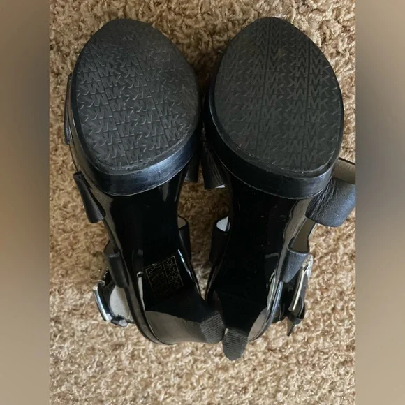 New Michael Kors Platform Heels Size 7 Black Leather - Picture 8 of 9